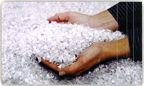 Handfuls of shredded plastic